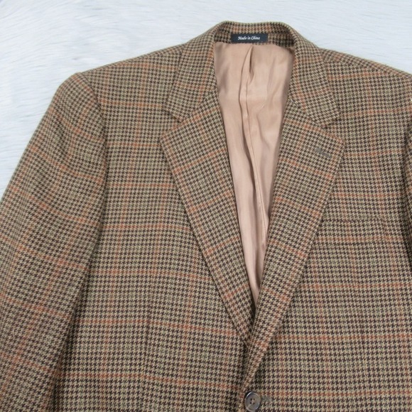 LAUREN RALPH LAUREN Lambswool Houndstooth Plaid Blazer Men Size 40S - Picture 5 of 12